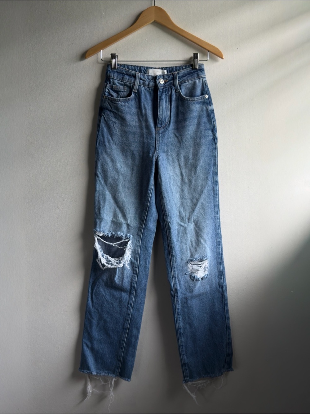 Zara High-Waisted Distressed Jeans